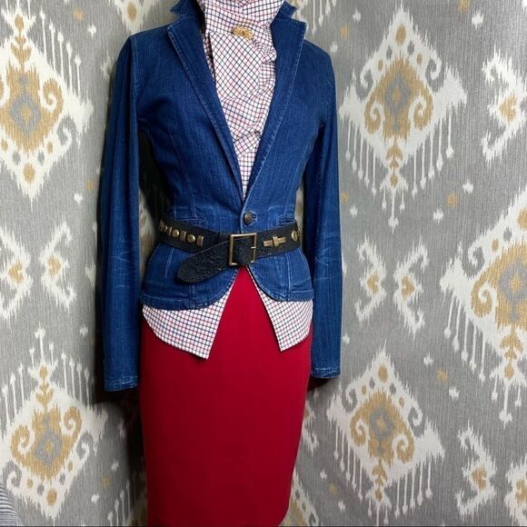 Ralph Lauren Red Wool Knee Length Pencil Skirt - Picture 10 of 16